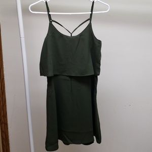 Green ruffle mini dress
